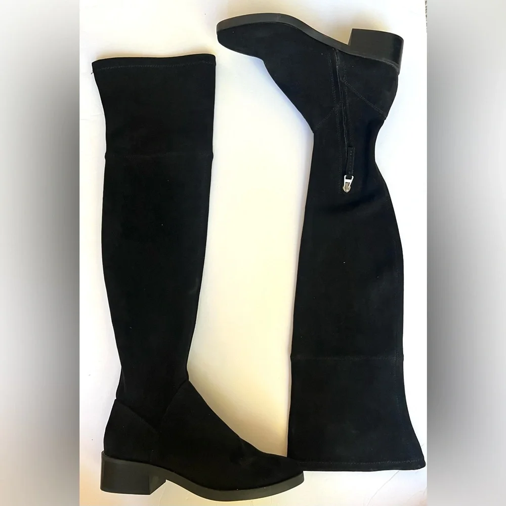 Dolce Vita Black Faux Suede Over Knee Boots, 7